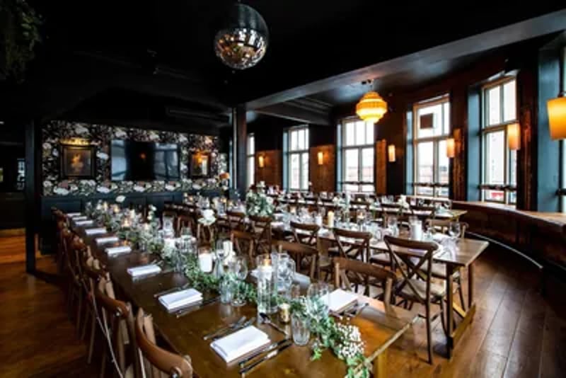 The Railway in Putney: A unique pub and wedding venue with a private room, cocktail bar, and roof garden for a memorable celebration. Perfect for bespoke weddings blending classic charm with modern elegance.