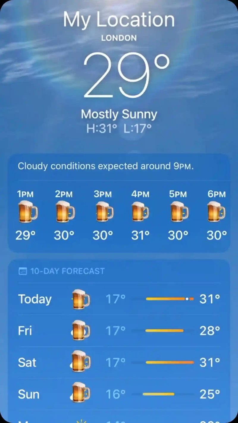 The forecast this weekend? 31°C with a 100% chance of cold pints 👀🍻

See you at our pub!