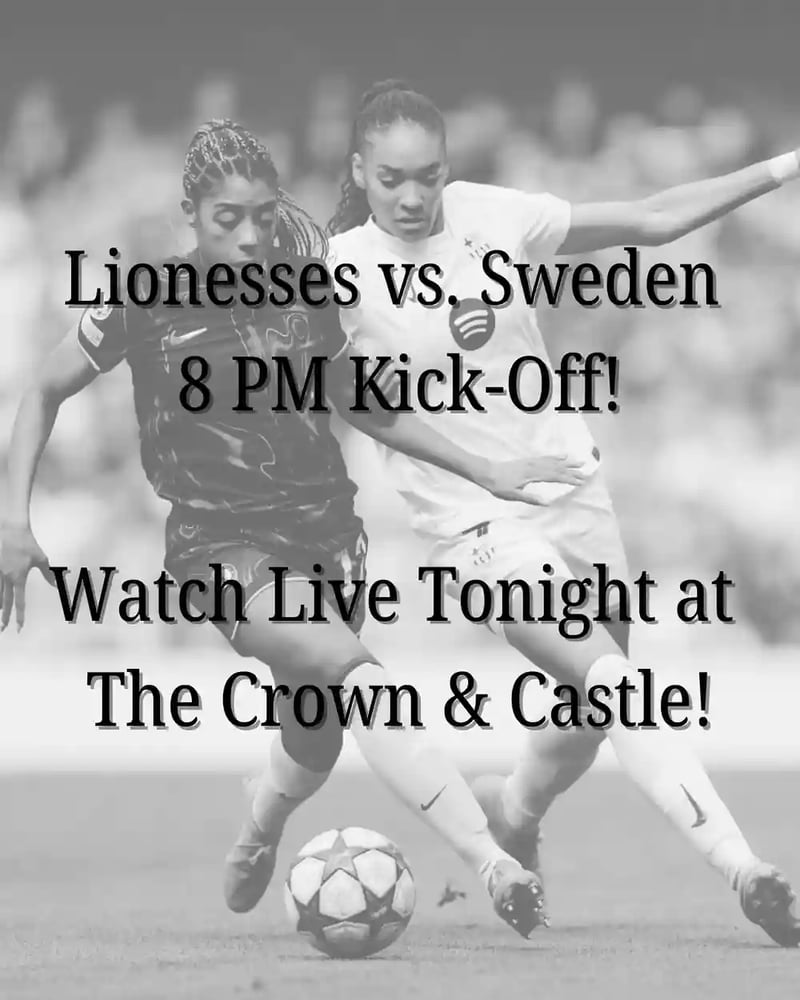 ⚽ Tonight’s the night!
Join us at The Crown & Castle as the Lionesses take on Sweden in the UEFA Women’s match – kick-off at 8PM! 🏆

We’ve still got space for walk-ins, so grab your mates, grab a pint, and soak up the action on the big screen. No booking needed – just good vibes and great football. 💥

📍 Dalston
🍻 Cold pints & great atmosphere
🕗 8PM kick-off

#Lionesses #WEURO2025 #WomensFootball #EnglandVsSweden #LiveFootball #DalstonPubs #CrownAndCastle #FootballAtThePub #WalkInsWelcome #SupportTheLionesses #UrbanPubsAndBars